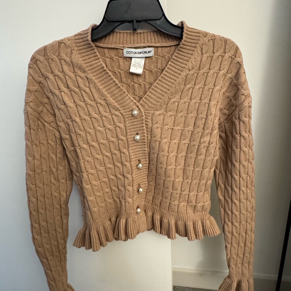 Cotton Emporium Women's Brown Button-Up Cardigan